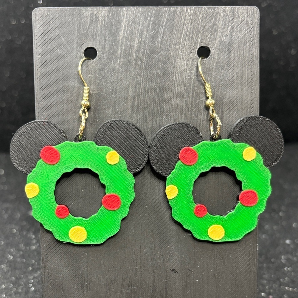 Mouse Wreath Earrings with Gold Accents